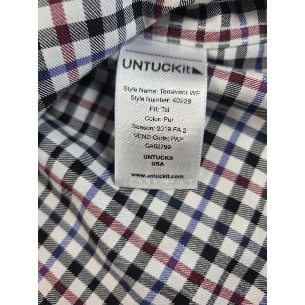 UNTUCKit Shirt Mens Medium Slim Tall Terravant Plaid Button Down Wrinkle Free - Picture 5 of 8